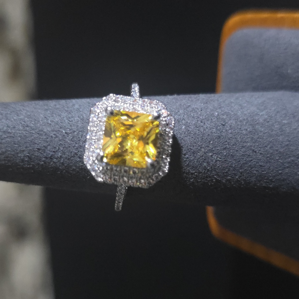 Octa Pearl Yellow and Silver Women's Ring - Picture 2 of 5